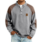 Color-Block Long-Sleeve Henley Shirt
