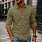 Acid-Wash Long-Sleeve Denim Shirt
