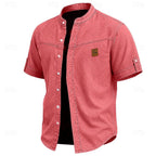Acid-Wash Mandarin-Collar Shirt