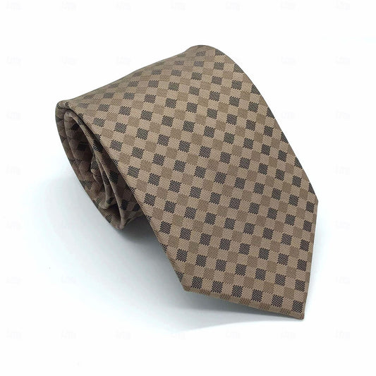 100% Silk Plaid Polka Dot Tie - oukumen