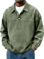 Washed Long-Sleeve Polo Shirt