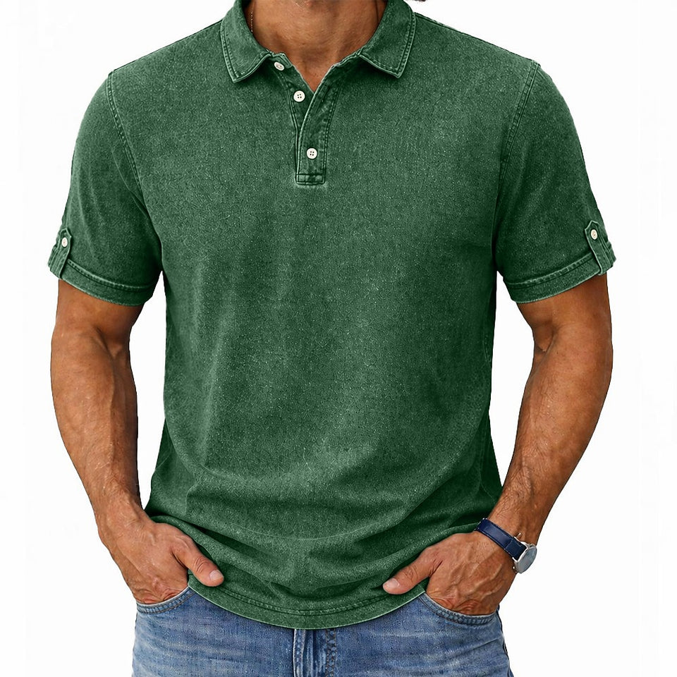 Textured Washed Polo Shirt