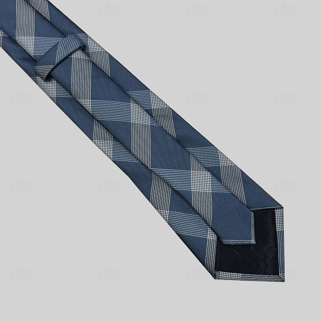 100% Silk Plaid Polka Dot Striped Tie - oukumen