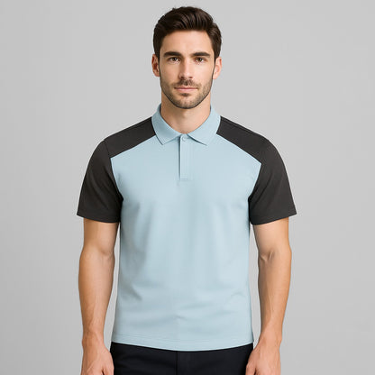 100% Cotton Color Block Hidden Placket Polo - oukumen