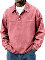 Washed Long-Sleeve Polo Shirt