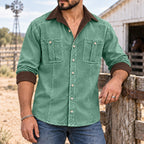 Patchwork Acid-Wash Denim Shirt