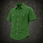 Washed Short-Sleeve Denim Shirt