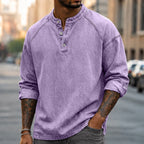 Washed Long-Sleeve Henley Shirt