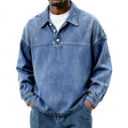 Washed Long-Sleeve Polo Shirt