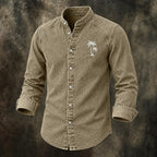 Embroidered Acid-Wash Denim Shirt