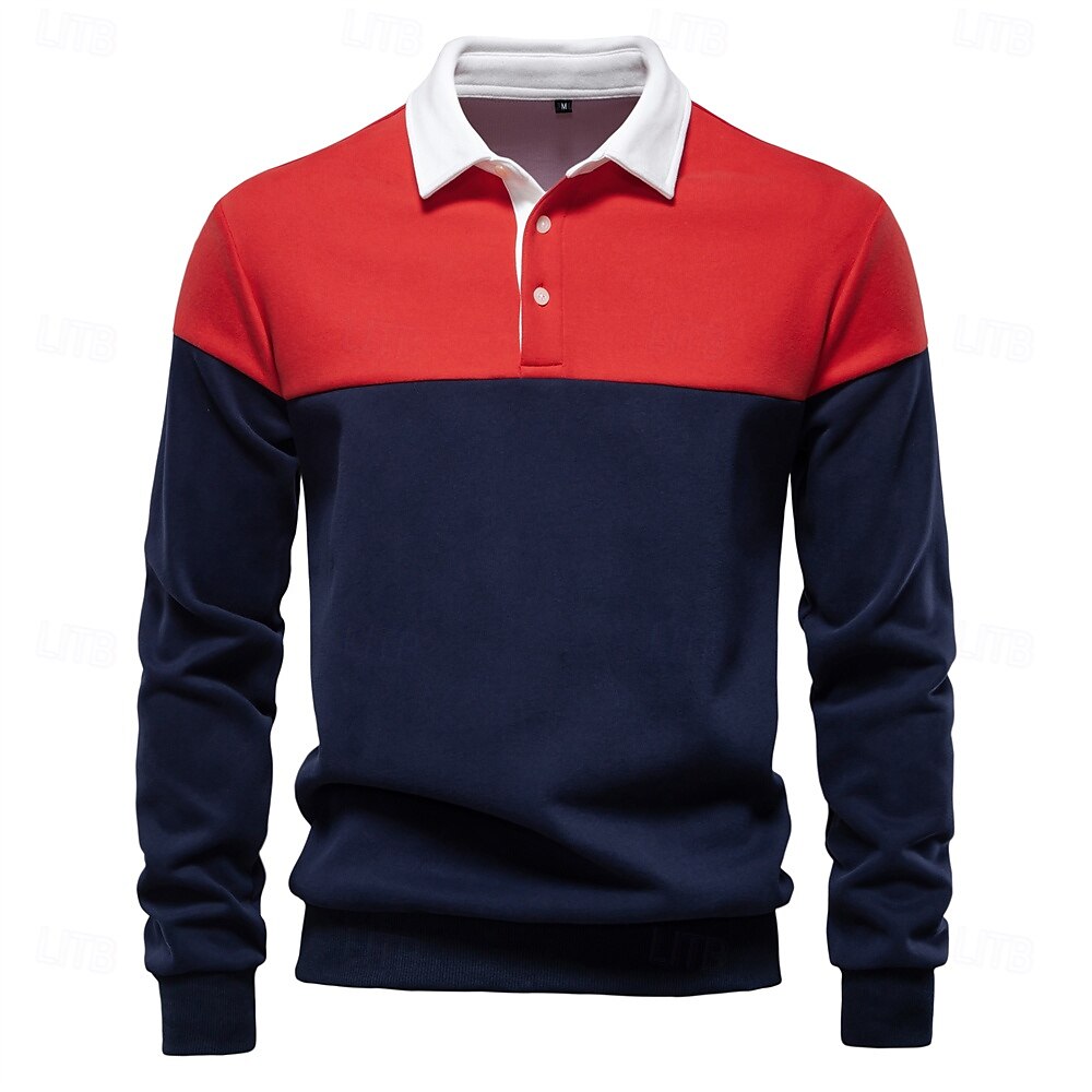 Color-Block Knit Polo Sweatshirt