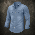 Acid-Wash Long-Sleeve Denim Shirt