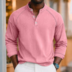 Acid-Wash Long-Sleeve Henley Shirt