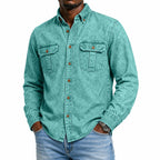 Acid-Wash Long-Sleeve Denim Shirt