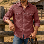 Acid-Wash Long-Sleeve Denim Shirt