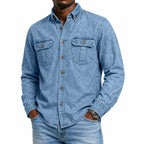 Acid-Wash Long-Sleeve Denim Shirt