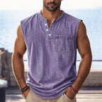 Acid-Wash Henley Shirt