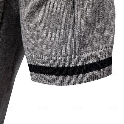 Classic Textured Knit Quarter-Zip Polo