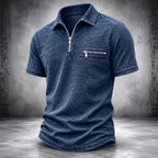 Acid-Wash Zip Polo Shirt
