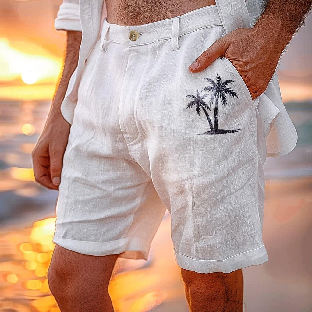 Linen Summer Beach Shorts - oukumen