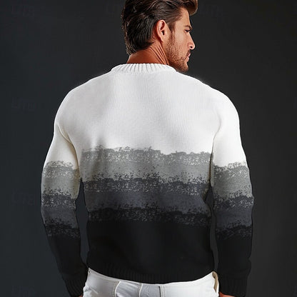 Crew Neck Knitwear Sweater Pullover - oukumen