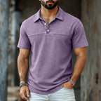 Color-Block Acid-Wash Polo Shirt