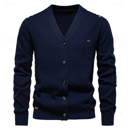 Button-Down V Neck Knitwear Cardigan Sweater - oukumen