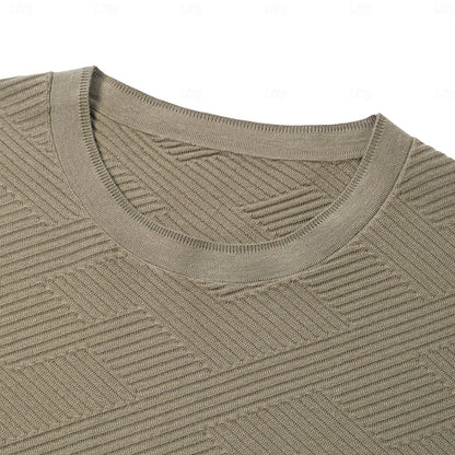 Silk Linen Cotton Crew Neck Knit T-Shirt