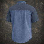 Color-Block Short-Sleeve Denim Shirt