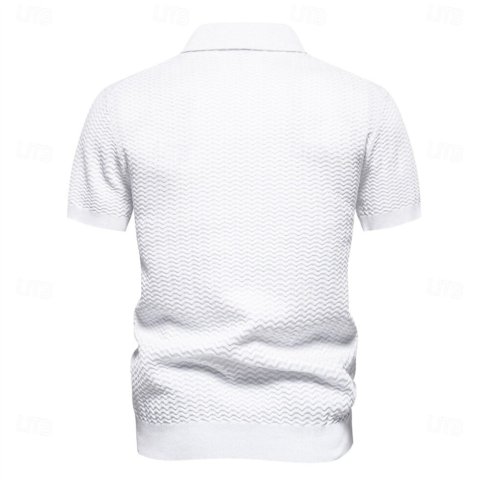 Zip Polo Work Business Turndown Short Sleeve - oukumen