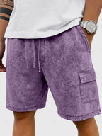 Acid-Wash Drawstring Shorts