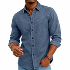 Acid-Wash Long-Sleeve Denim Shirt