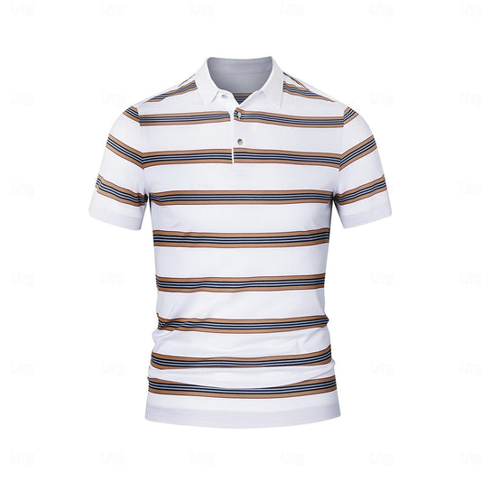 Cotton-Silk Striped Polo