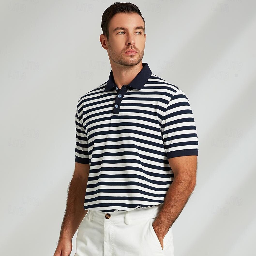 Business Casual Lapel Short Sleeve Knit Polo - oukumen