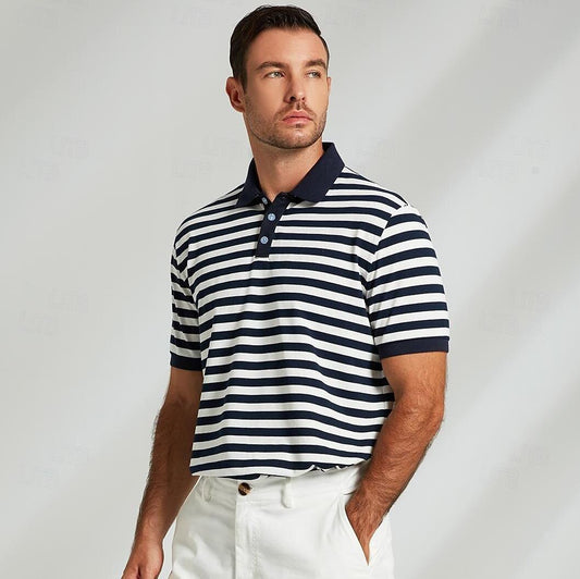 Business Casual Lapel Short Sleeve Knit Polo - oukumen