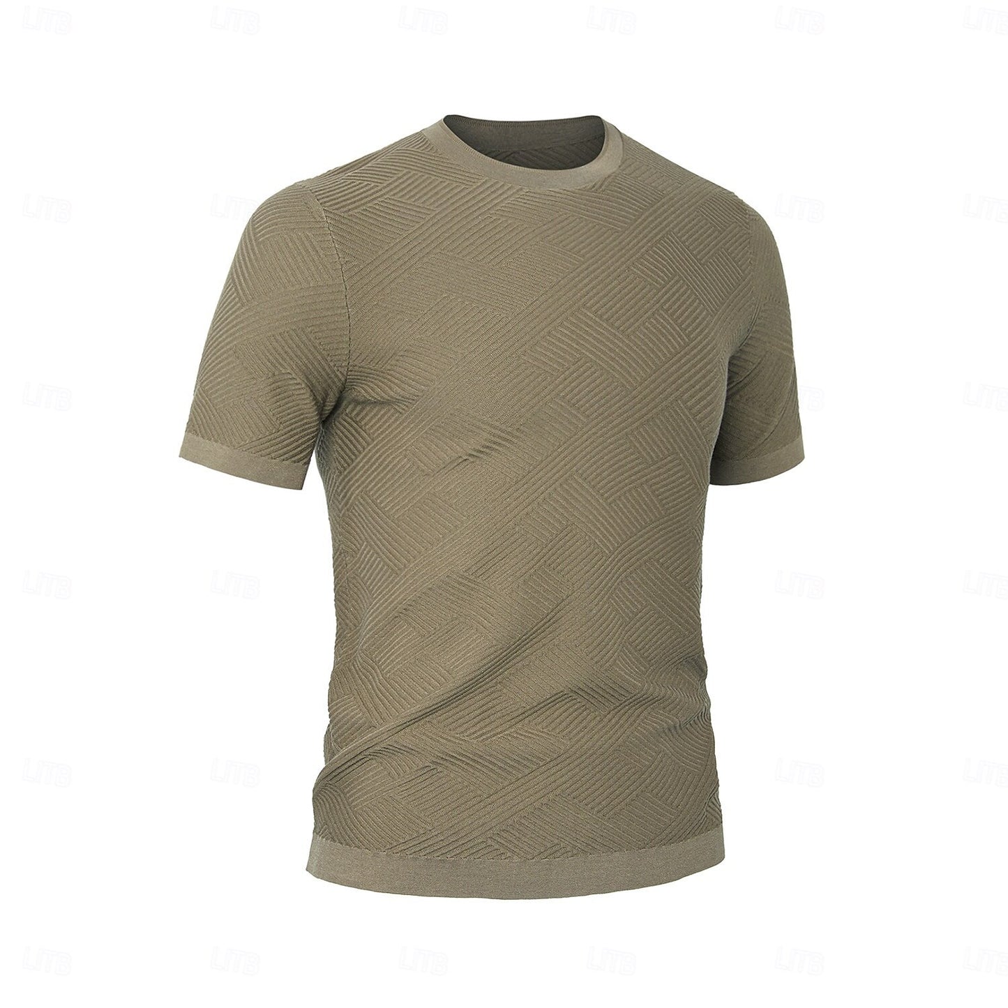 Silk Linen Cotton Crew Neck Knit T-Shirt