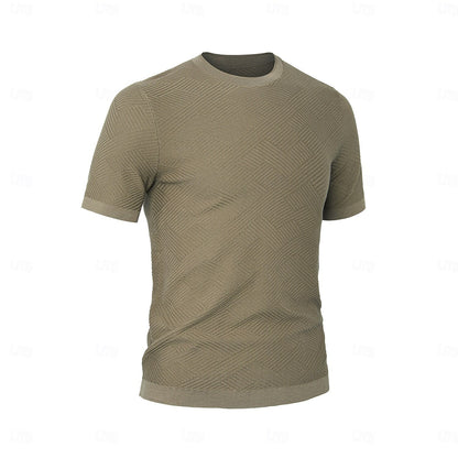 Silk Linen Cotton Crew Neck Knit T-Shirt