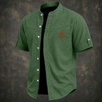 Acid-Wash Mandarin-Collar Shirt