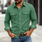 Acid-Wash Long-Sleeve Denim Shirt