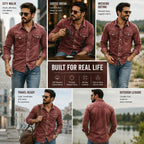 Acid-Wash Long-Sleeve Denim Shirt