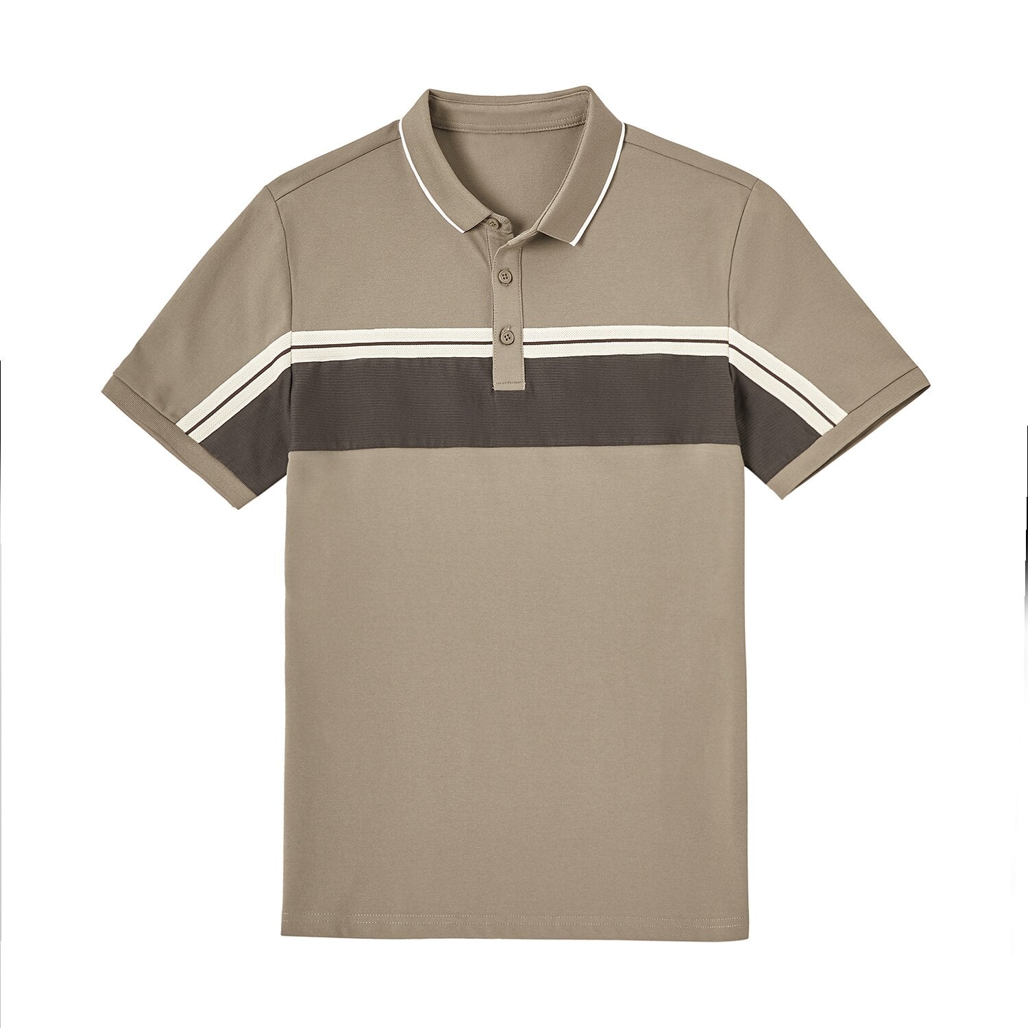 Cotton Blend Casual Colorblock Polo Shirt - oukumen