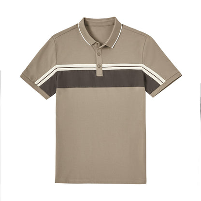 Cotton Blend Casual Colorblock Polo Shirt - oukumen