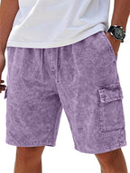 Acid-Wash Drawstring Cargo Shorts