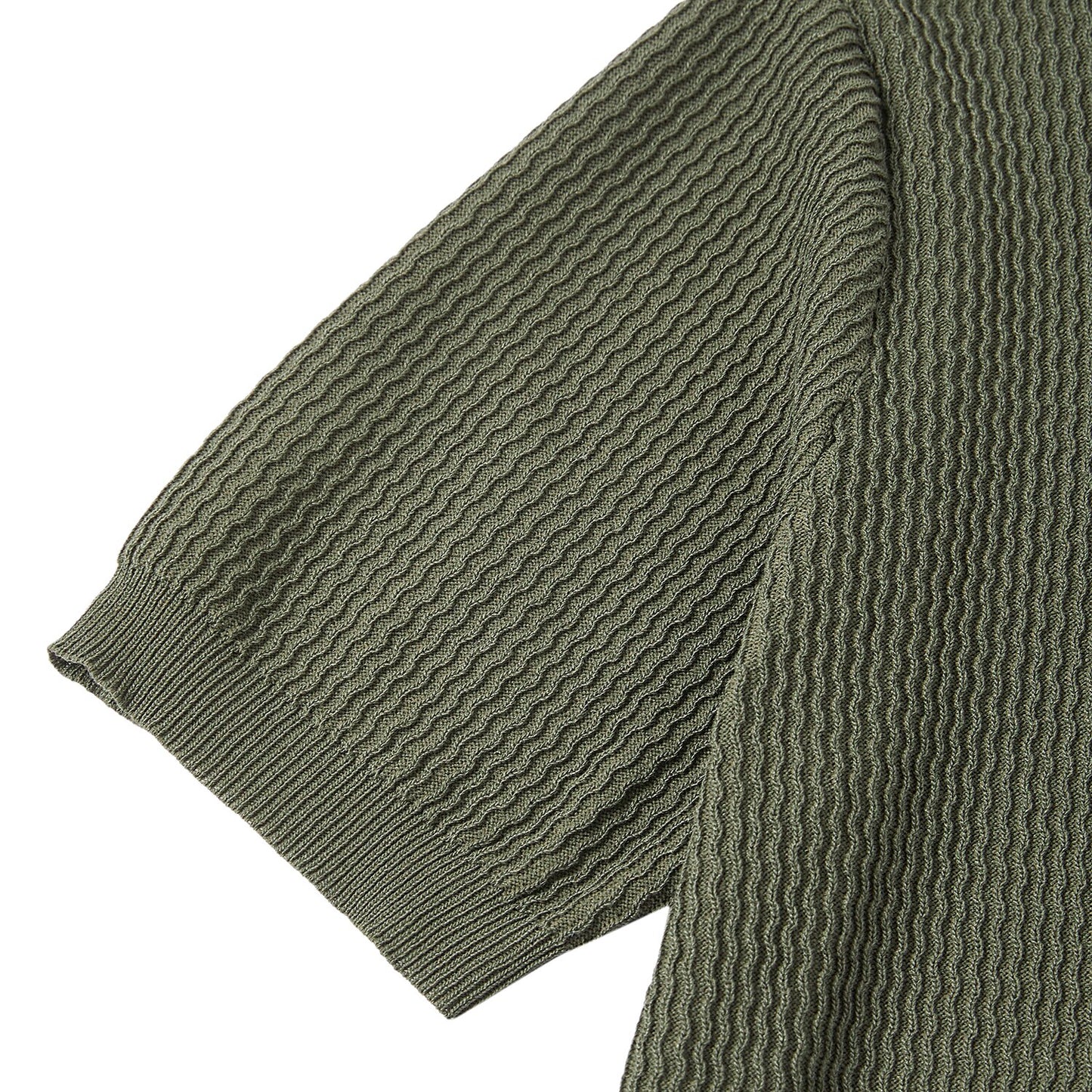 Textured Knit Polo Shirt - oukumen