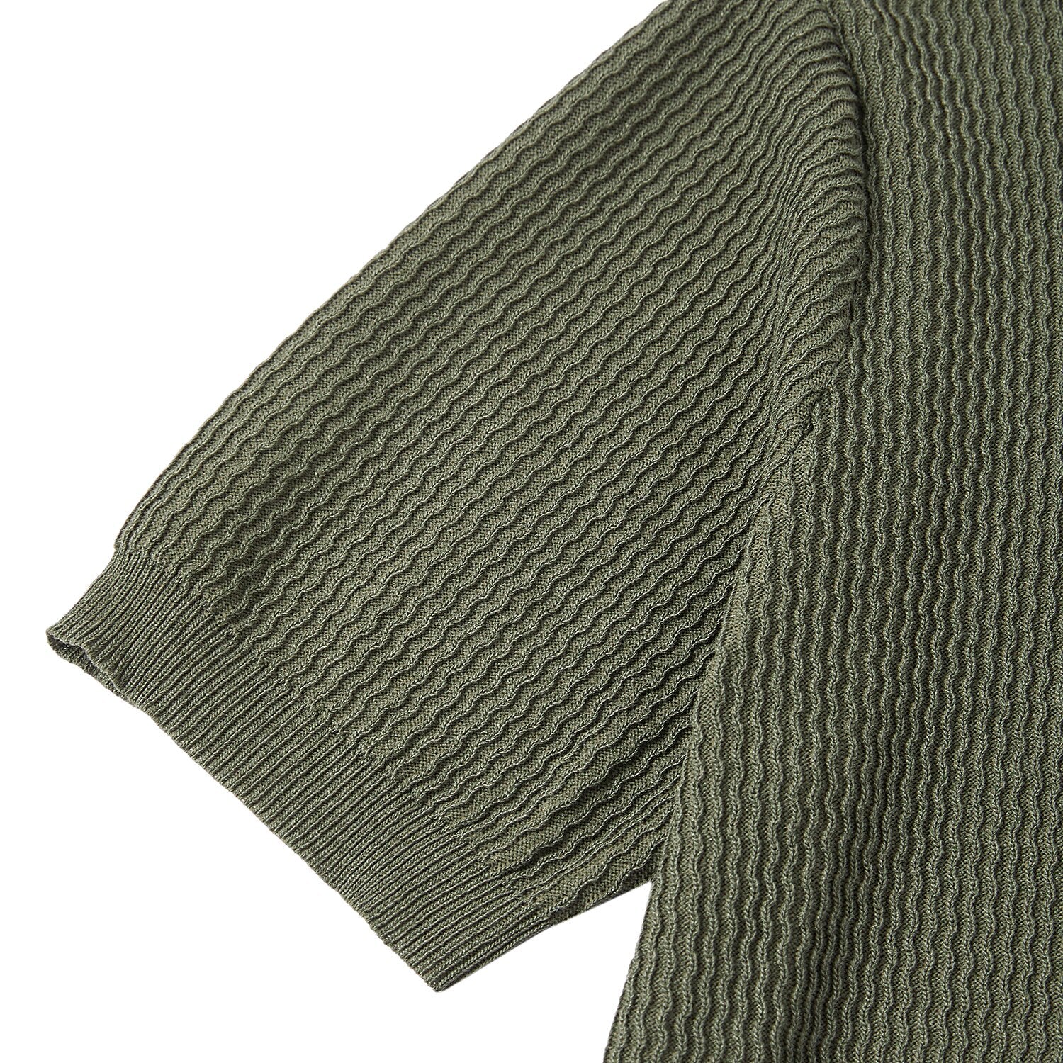 Textured Knit Polo Shirt - oukumen