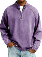 Acid-Wash Stand-Collar T-Shirt