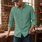 Washed Long-Sleeve Denim Shirt