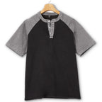Color-Block Patchwork Henley Shirt
