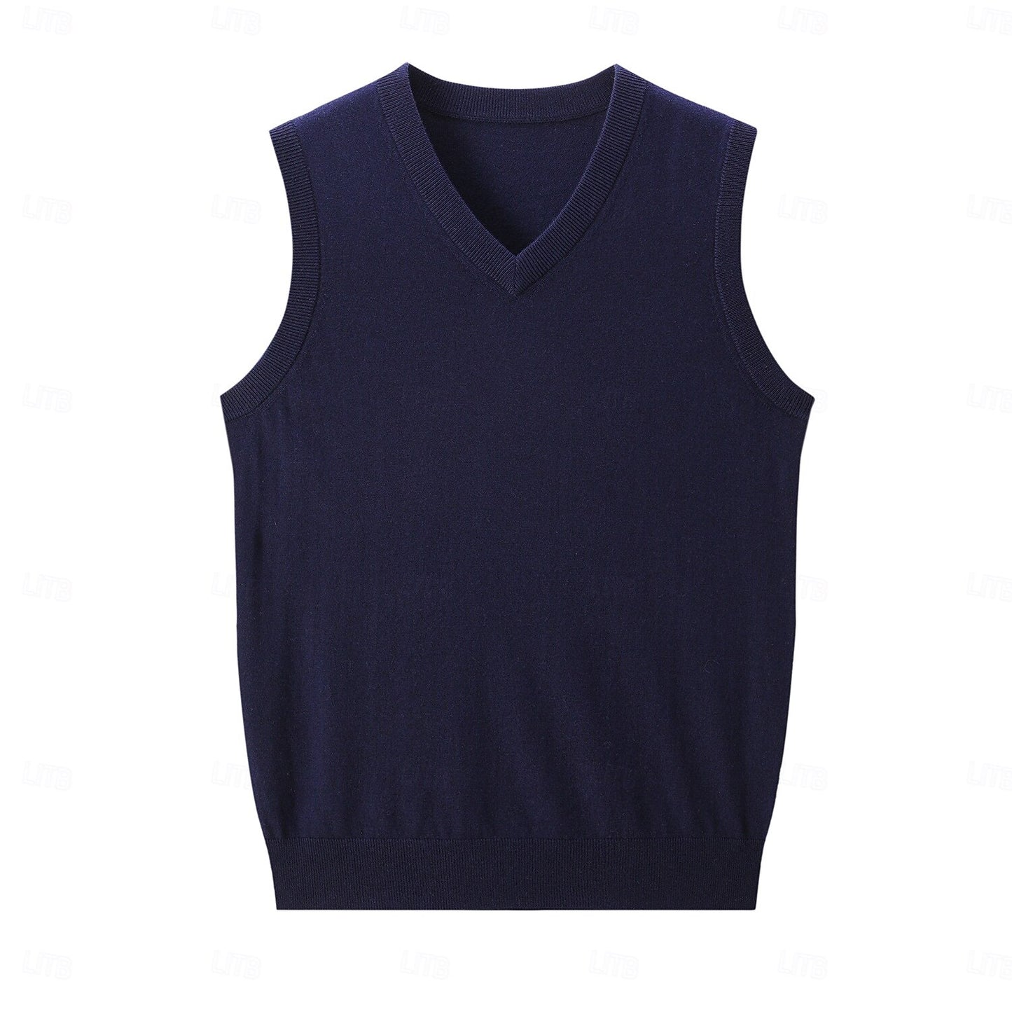 V Neck Solid Color Knitwear Vest - oukumen