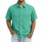 Washed Short-Sleeve Denim Shirt